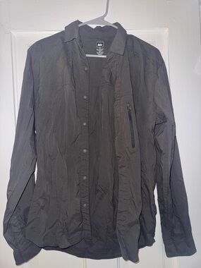 REI Men's Dark Gray Lightweight Button-Front Shirt Jacket